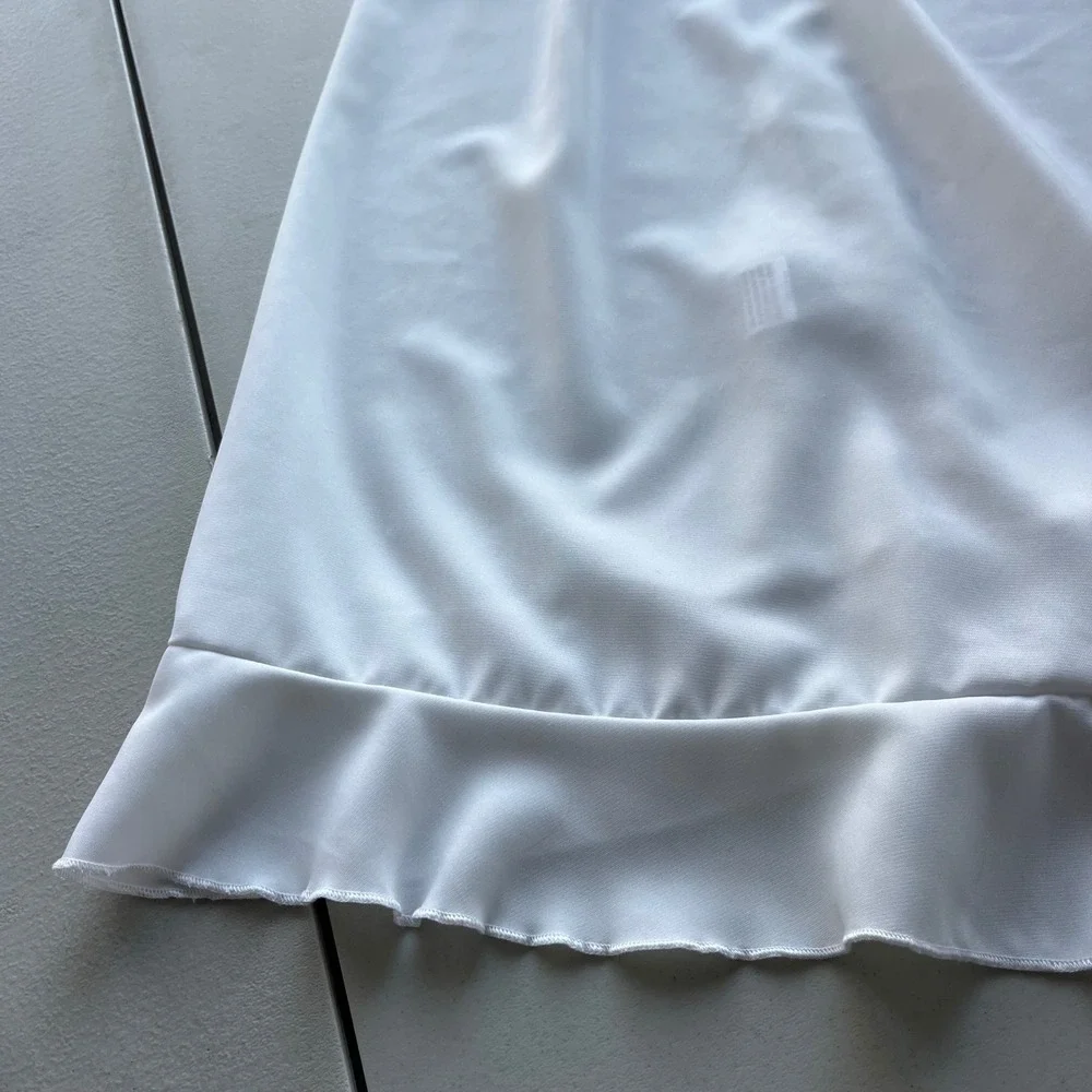 Greathe XL White Ruffle Hem Bow Elastic Waist Flowy Dancer Balletcore Wrap Skirt
